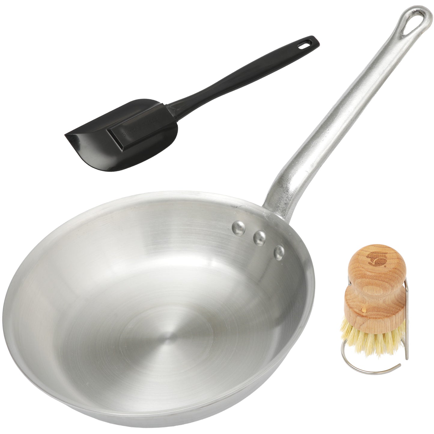 中村銅器製作所 アルミフライパン 鐵兎堂ブラシセット 【選べる2サイズ&ゴムヘラ付】 日本製 プロ仕様 パスタ イタリアン