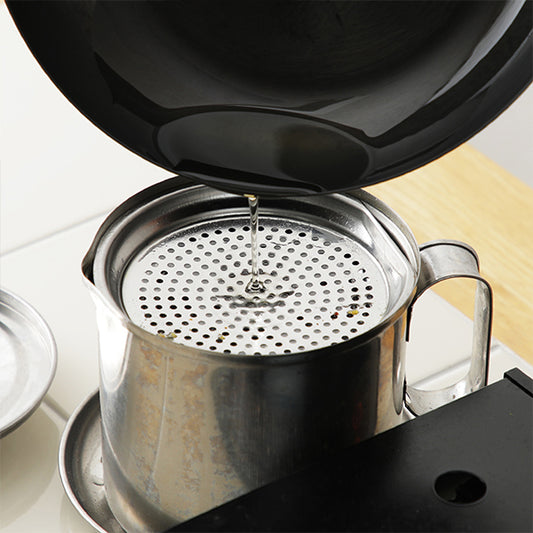 【日本製】ステンレス製 オイルポット 受け皿付きセット