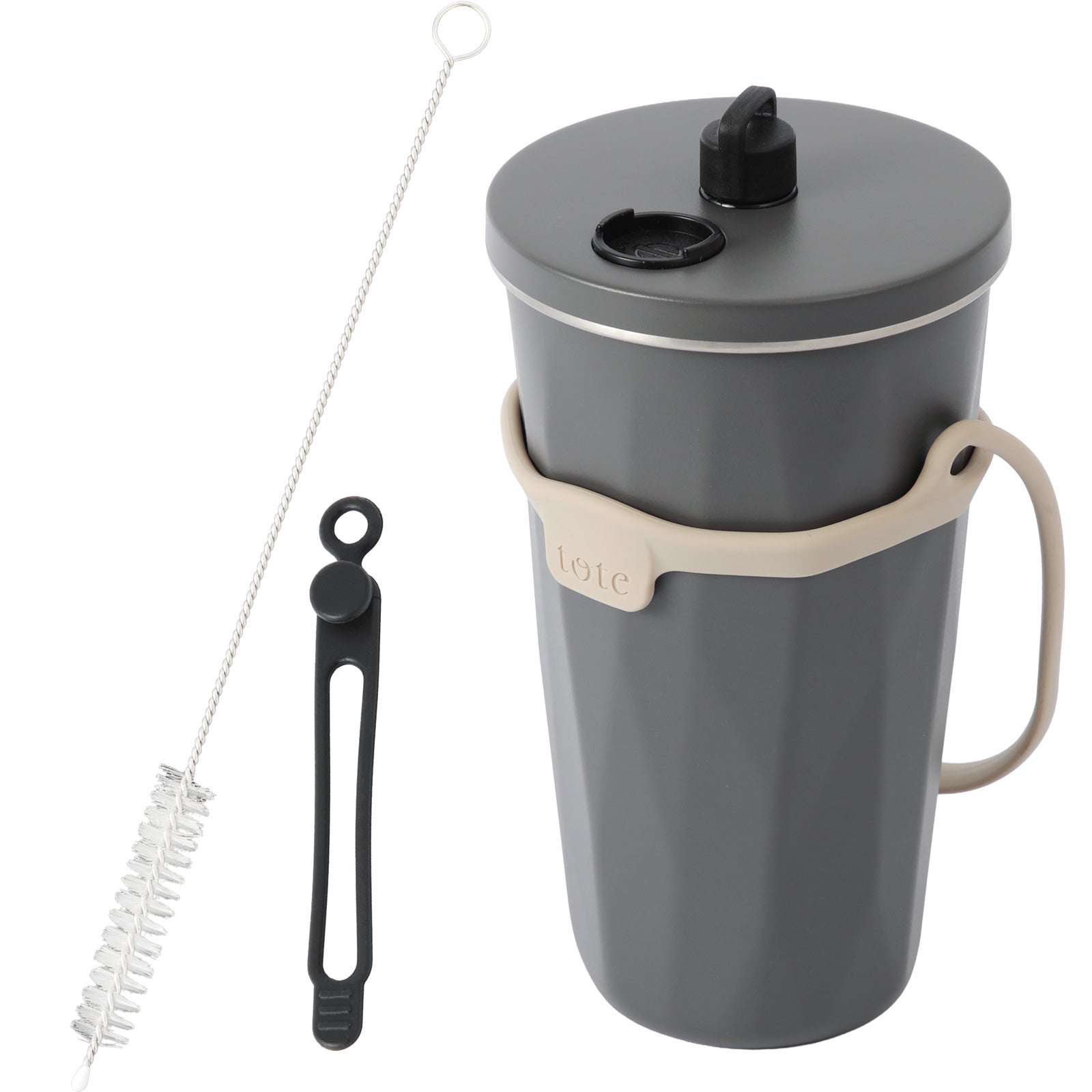 Tote ストロー付 2way タンブラー570ml おまけ ストローキャップ紛失防止用シリコン ストローブラシ付き - フライパン専門店 鐵兎堂-TETTODO-