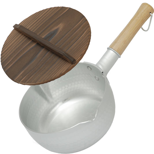 ゆきひら鍋 木蓋付き 鐵兎堂オリジナルセット 18cmIH対応+木蓋 京都活具 雪平鍋 日本製 取っ手 オーク 無垢材 軽量 アルミ鍋 軽い メモリ付き (コピー)