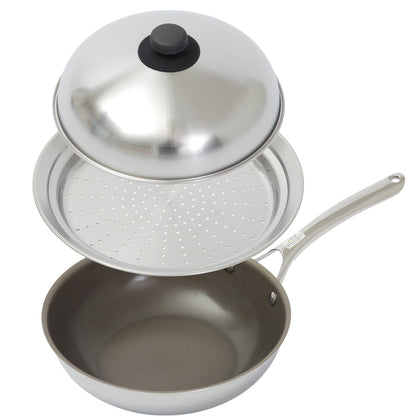 ウォックパン 24cm IH対応＆ ヨシカワ フライパン用 蒸し器 ドーム型蓋付 日本製 - フライパン専門店 鐵兎堂-TETTODO-