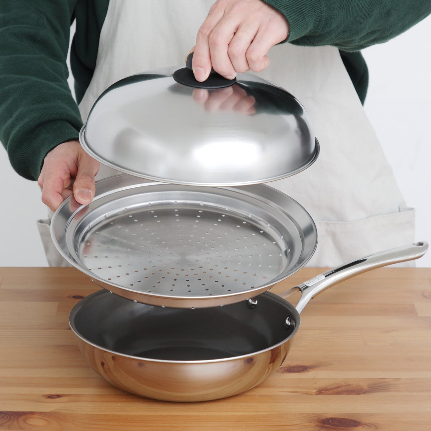 ウォックパン 24cm IH対応＆ ヨシカワ フライパン用 蒸し器 ドーム型蓋付 日本製 - フライパン専門店 鐵兎堂-TETTODO-