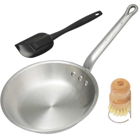 中村銅器製作所 アルミフライパン 鐵兎堂ブラシセット 【選べる2サイズ＆ゴムヘラ付】 日本製 プロ仕様 パスタ イタリアン