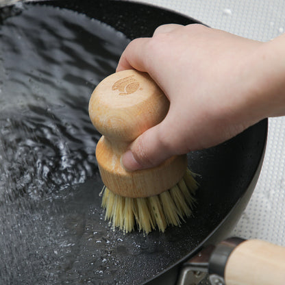 フライパンブラシ 6個セット スタンド付き 鉄フライパン用 洗浄 タワシ 焦げ落とし 天然木 サイザル麻 キッチンブラシ おろし金 北欧風