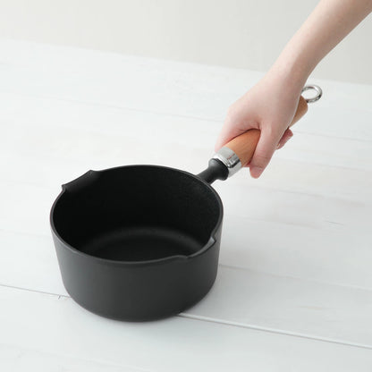 南部鉄器 まいにち鉄分摂取鍋 岩鋳 片手小鍋 16cm 敷板セット/敷板＋木蓋セット