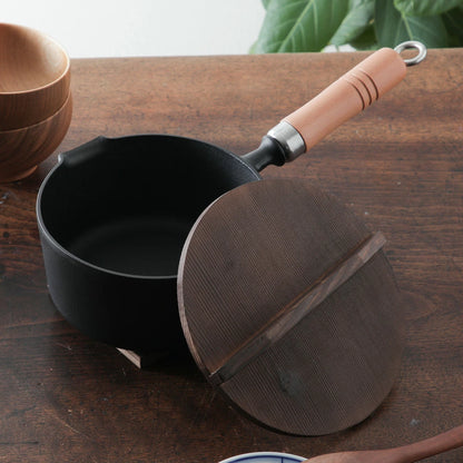 南部鉄器 まいにち鉄分摂取鍋 岩鋳 片手小鍋 16cm 敷板セット/敷板＋木蓋セット